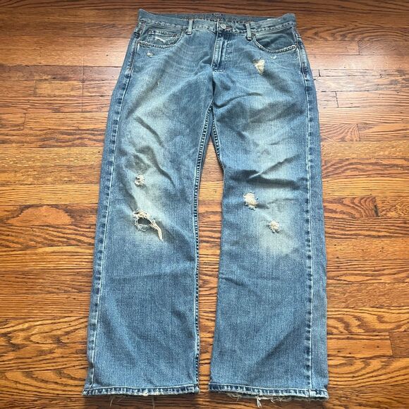 Vtg Y2K American Eagle Made To Last Blue Jeans Men's 33x30 Low Rise Straight - Picture 1 of 14